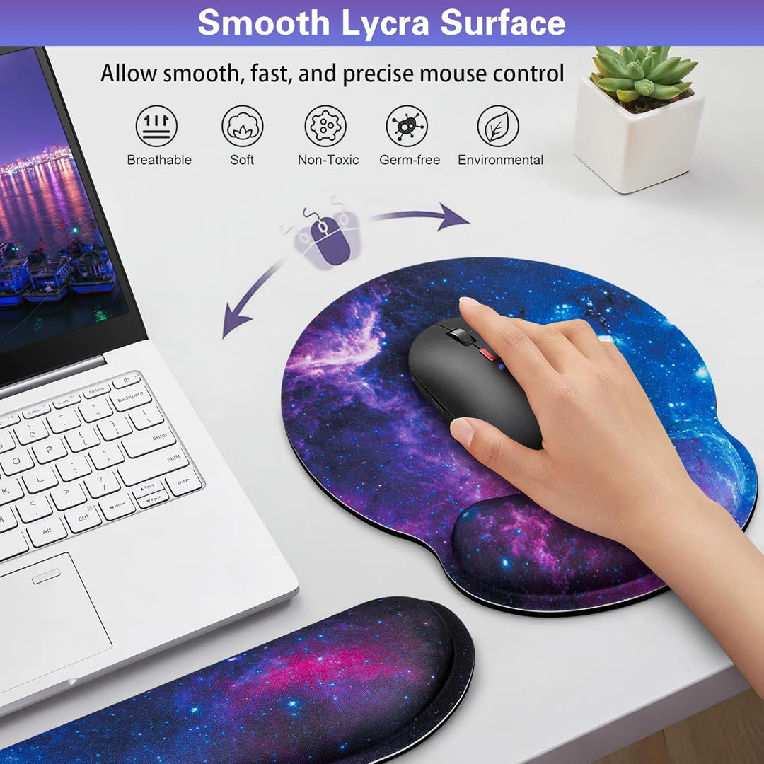 3-in-1 Mauspad Set,Acezeek Mauspad mit Gelkissen+Handballenauflage Tastatur+Cup Pad,Ergonomisches Ma