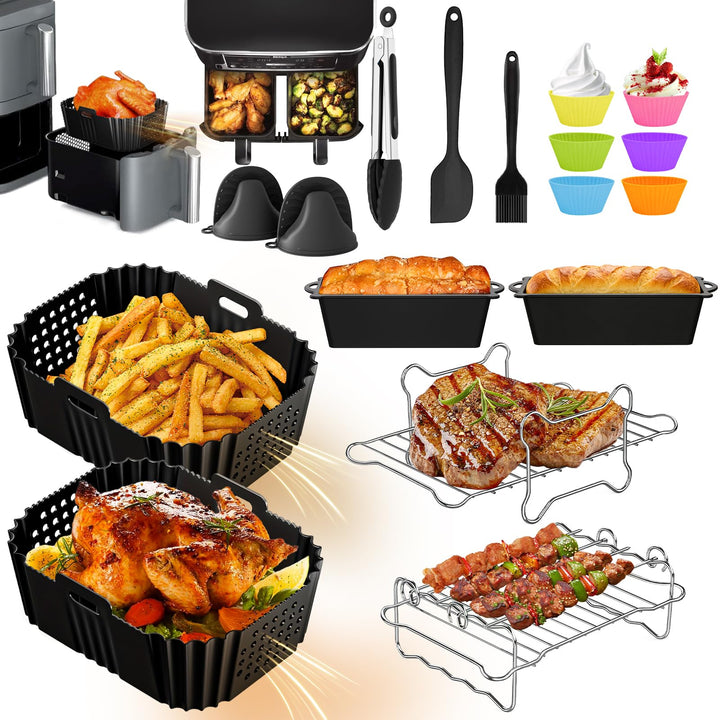 Heissluftfritteuse Zubehör, 21PCS Airfryer Zubehör für Ninja Double Stack XL SL400EU 9,5L, Airfryer