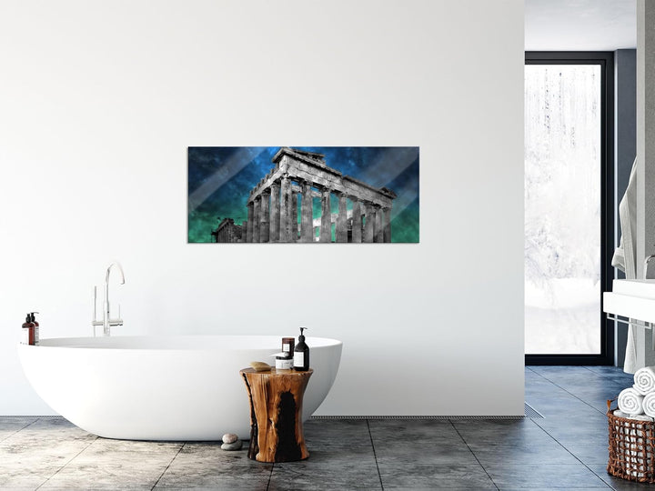 Pixxprint Glasbild Panorama, Wandbild aus Echtglas, Propyläe von Akropolis in Athen, 100x40 cm, inkl