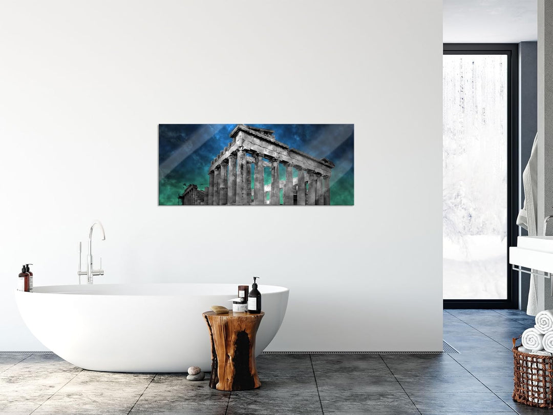 Glasbild Panorama | Wandbild aus Echtglas | Propyläe von Akropolis in Athen | 120x50 cm | inkl. Aufh