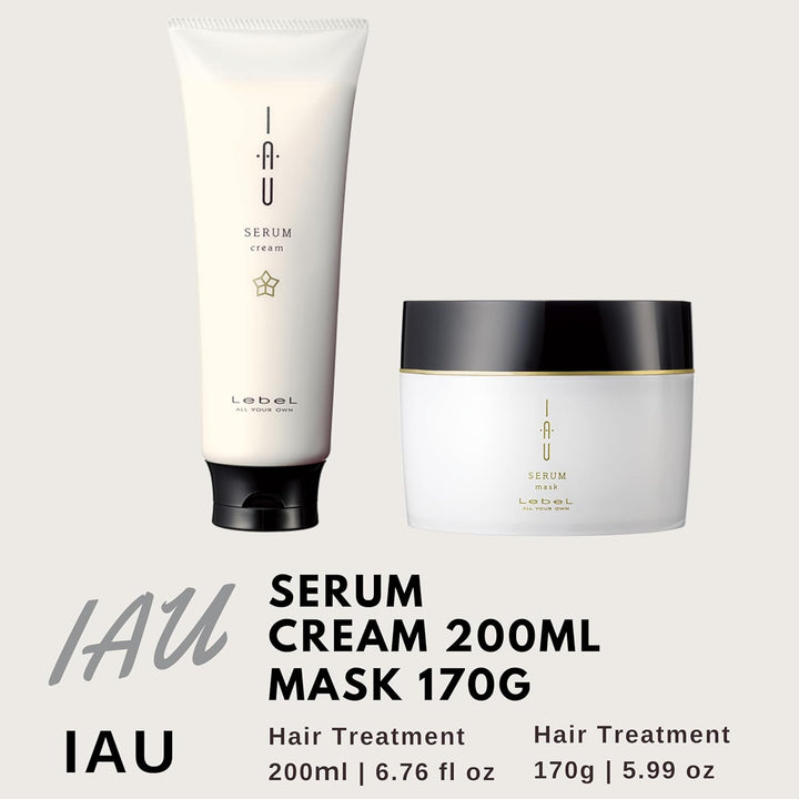 Lebel IAU Serum Cream 200ml & Lebel IAU Serum Hair Mask 170g Set (Green Tea Set)