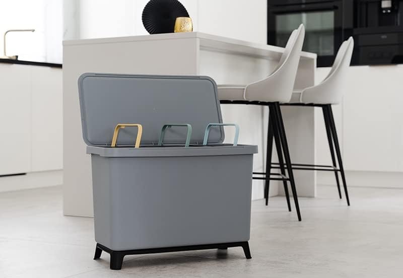 Mülleimer 3er Set 1x 23L + 2x 10L Müllbehälter Abfalleimer 43L Mülltrennsystem Müllsammler Set Einsä