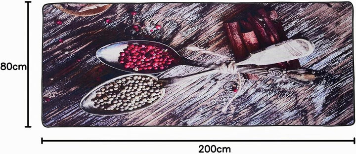 miqna küchenteppich Moderne rutschfeste Sohle Gel Läufer waschbar schwarz (Spice, 100 x 200) Spice 1