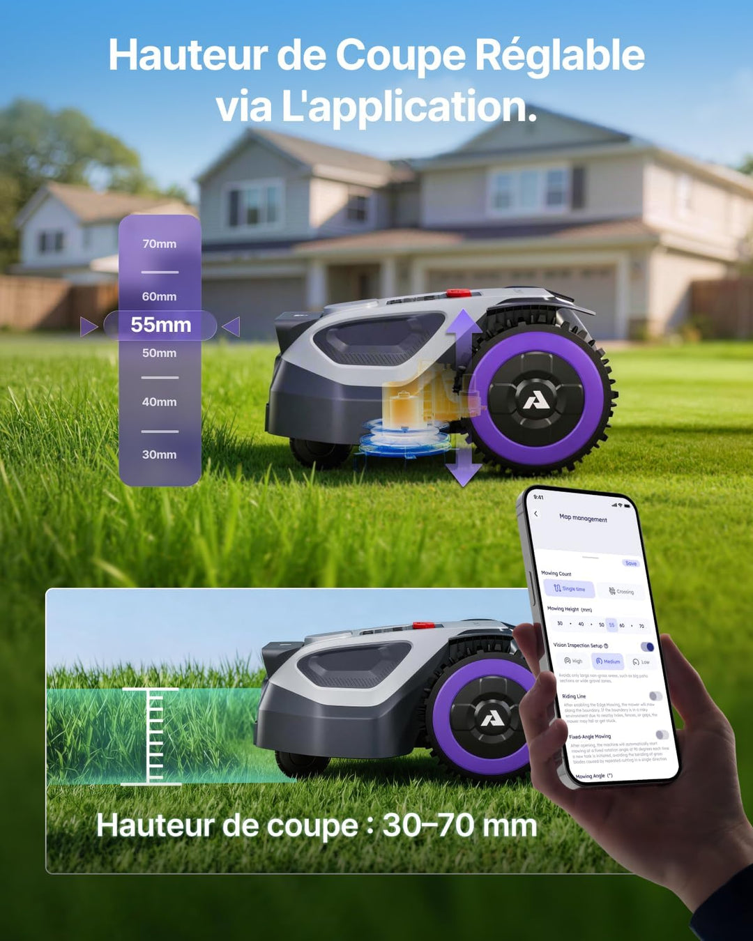 ANTHBOT M9 Rasenmähroboter, kabellos, NetRTK, 4G, Akku 5000 mAh, empfohlen 1000 m², maximal 1200 m²,