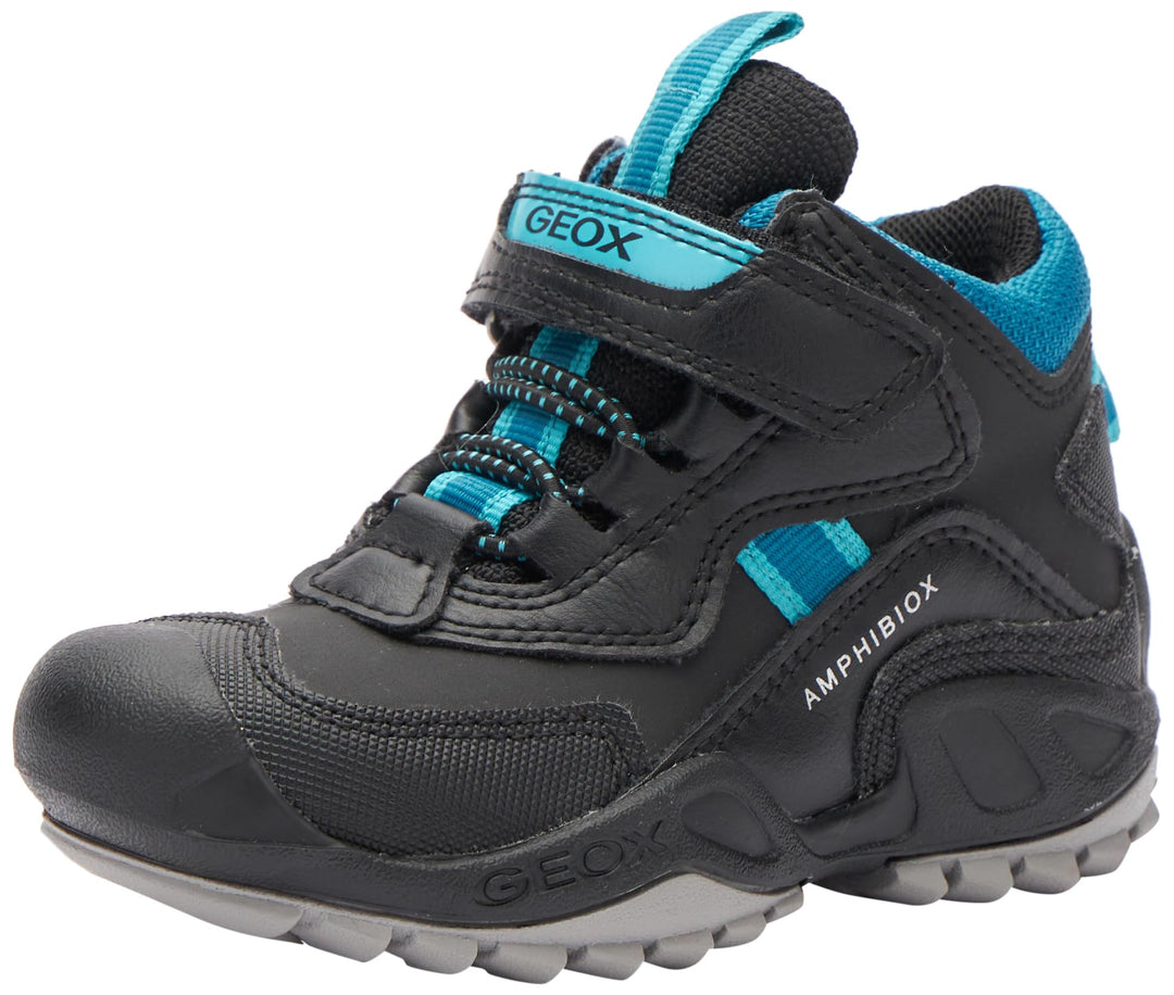 Geox Jungen J New Savage Boy B A Sneaker 24 EU Black Petrol, 24 EU Black Petrol