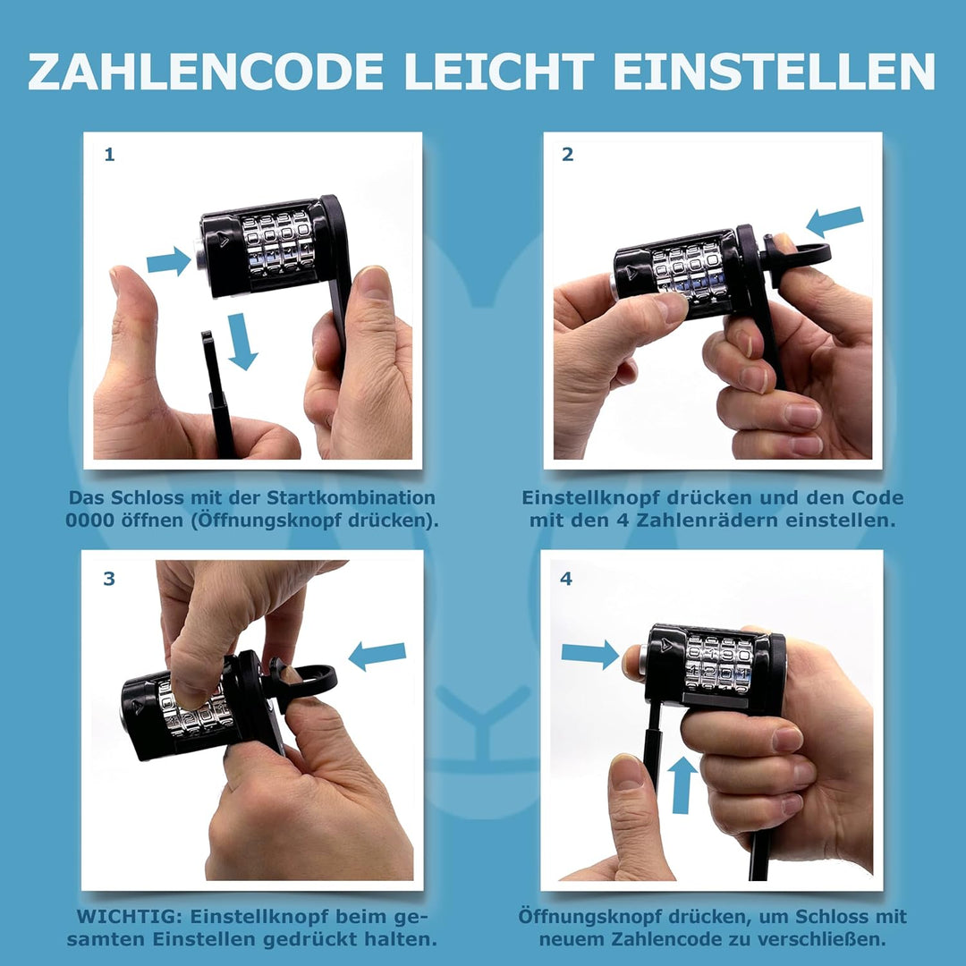 WIDDER 120cm Extrem Sicheres Fahrradschloss Zahlenschloss [Titan-Stahl Level 15] - 120 cm Faltschlos