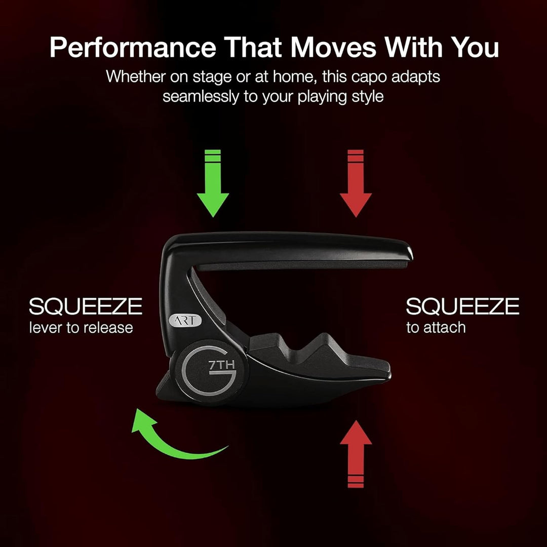 G7th G7CP2BK Performance-2 Capo Classic Schwarz Performance 2, Konzertgitarre schwarz Single, Perfor