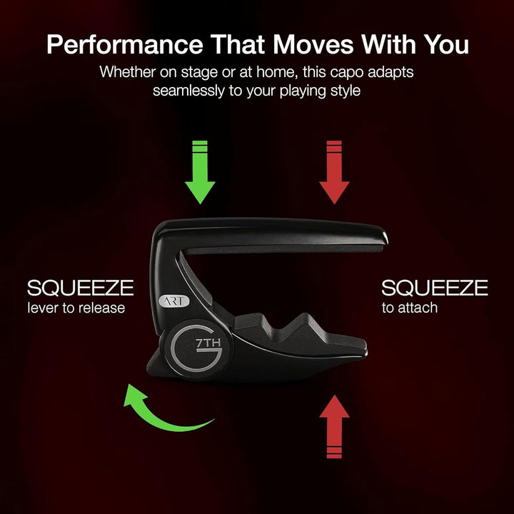 G7th G7CP2BK Performance-2 Capo Classic Schwarz Performance 2, Konzertgitarre schwarz Single, Perfor