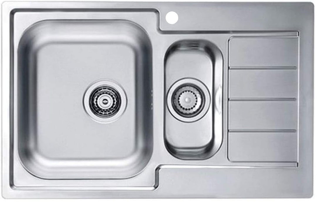 VBChome Einbauspüle mit Hahnloch Rechts 790x500 mm Camping Küchenspüle - Satinstruktur Alveus Line 7