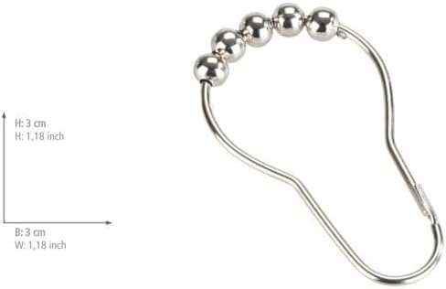 WENKO Duschvorhangringe 12er Set - 12er Set Duschringe mit Gleitsystem, verchromtes Metall, 3 x 3 cm