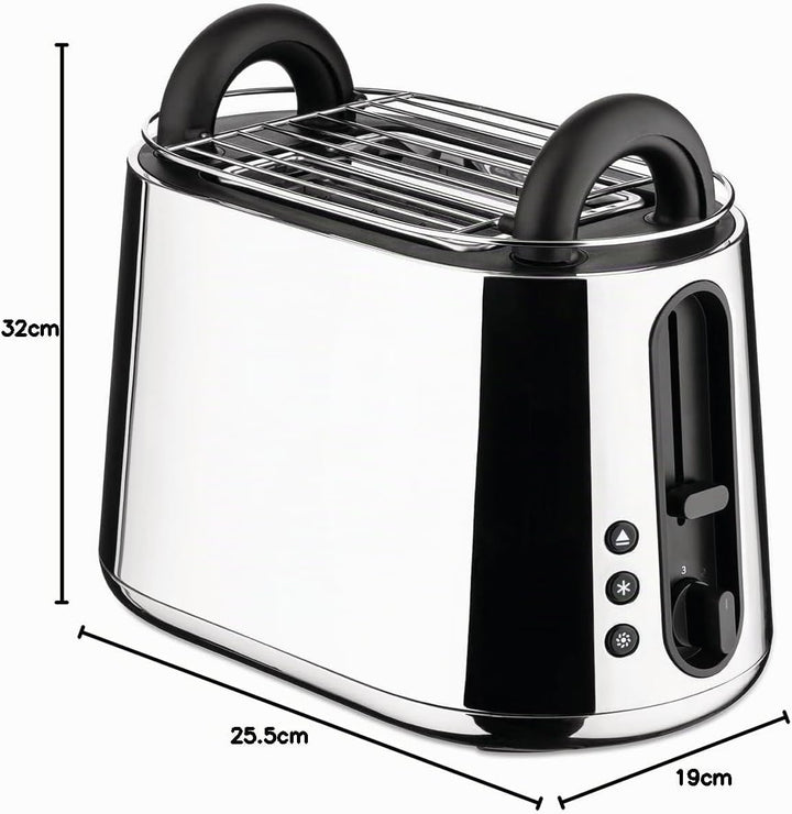 Alessi Toru NE03 B – Elektrischer Designer-Toaster, aus Edelstahl 18-10 und Thermoplastischem Harz,