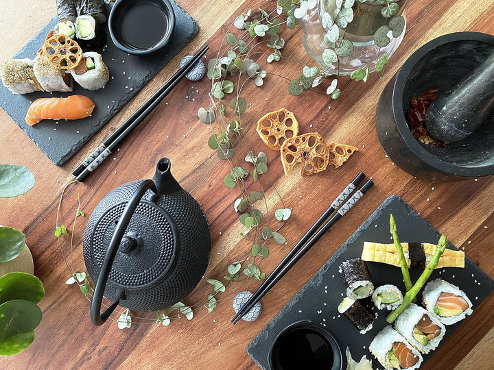 Sushi Set - Sushi Geschirr Set Schwarz 2 Personen - Sushi Servier Set - Sushi Kit - Asia Geschirr 10