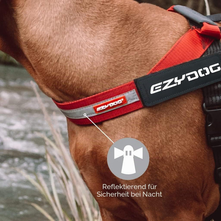 EzyDog Express Hundegeschirr - Norwegergeschirr für Kleine, Mittelgrosse und Grosse Hunde, Reflektie