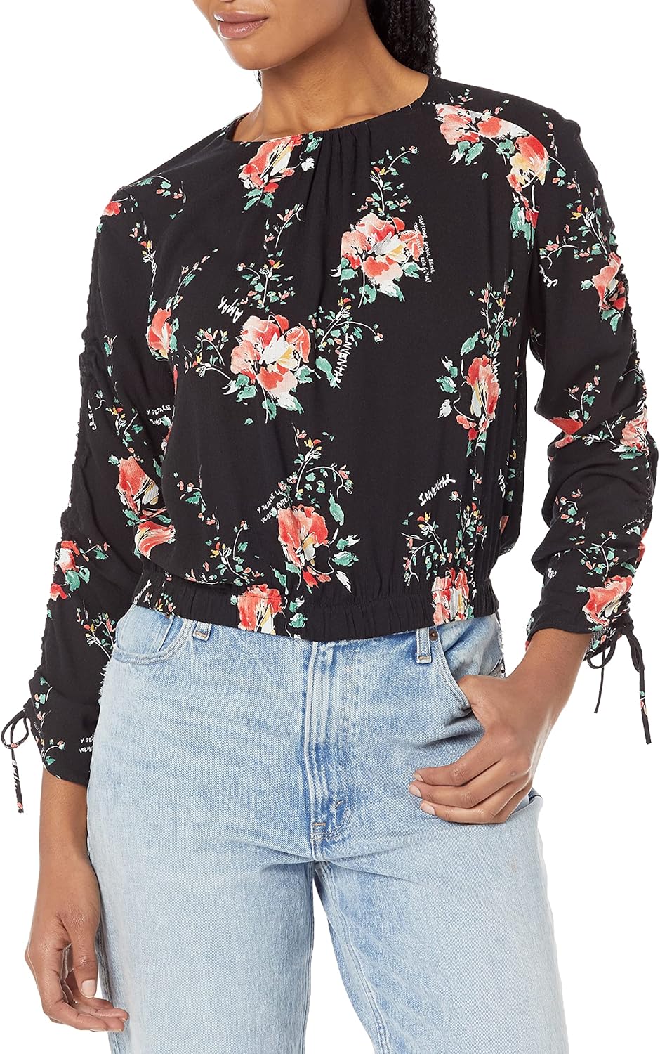 Desigual Damen Blouse Long Sleeve T-Shirt XS Schwarz, XS Schwarz