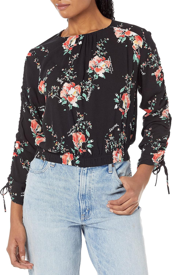 Desigual Damen Blouse Long Sleeve T-Shirt XS Schwarz, XS Schwarz