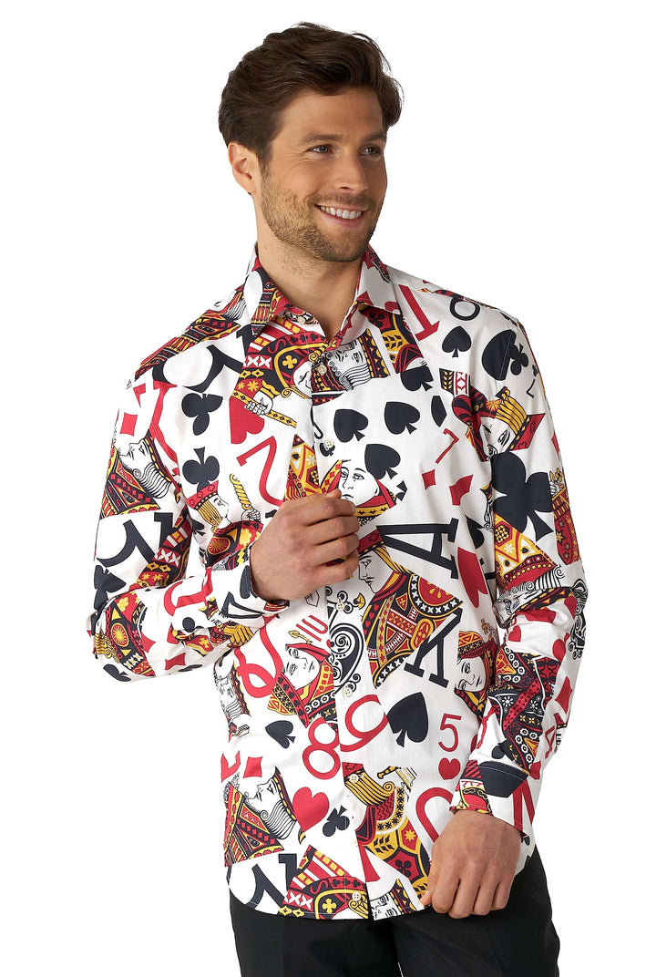 OppoSuits Herrenhemd – Hemd mit Knöpfen – schmale Passform – Lange Ärmel, Shirt Ls King Of Clubs