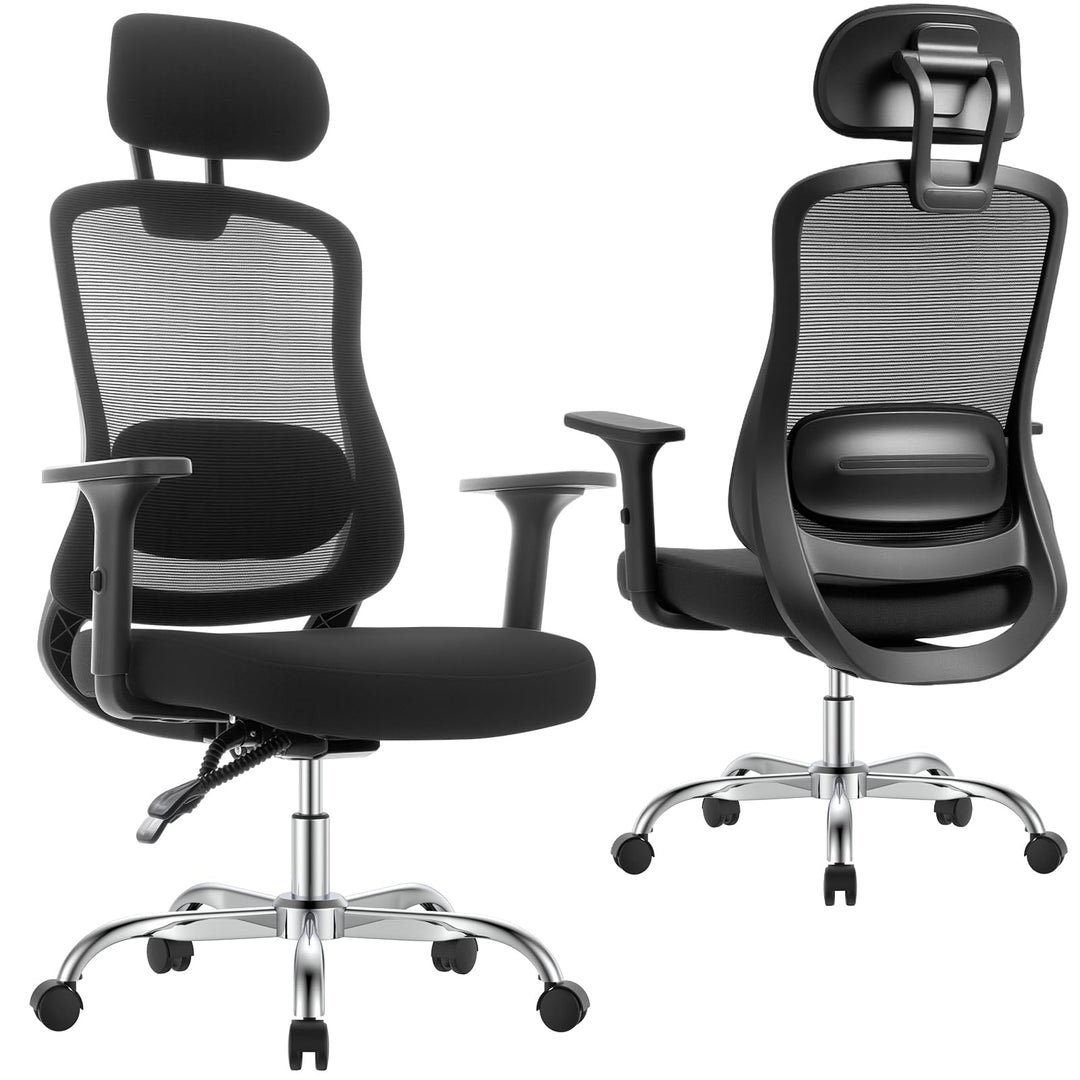 naspaluro Ergonomischer Bürostuhl mit Netzrücken, höhenverstellbar, feststellbare Rückenlehne, Schre