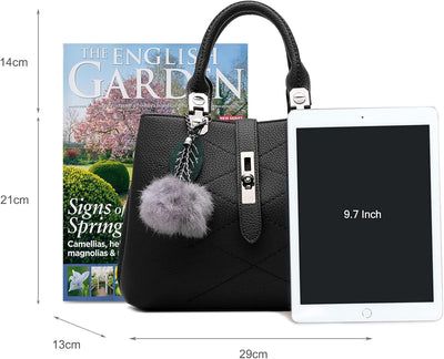 NICOLE & DORIS 2024 Neue Frauen Tasche Damen Leder Handtasche Mode Umhängetasche Mit Pompon abnehmba