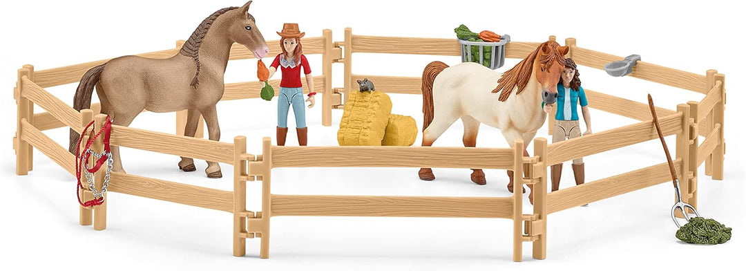 SCHLEICH 42567 Reiterhof, für Kinder ab 5-12 Jahren, HORSE Club - Spielset &amp; 42535 Abenteuer mit Aut