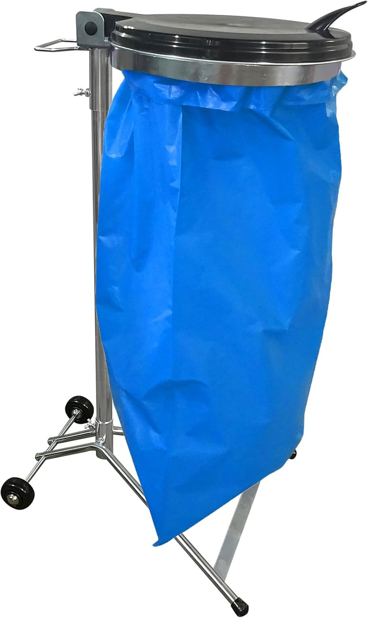 QUICK STAR Müllsackständer mit Deckel und 2 Rollen Metall Müllsackhalter 120 Liter | Stabiler Müllsa