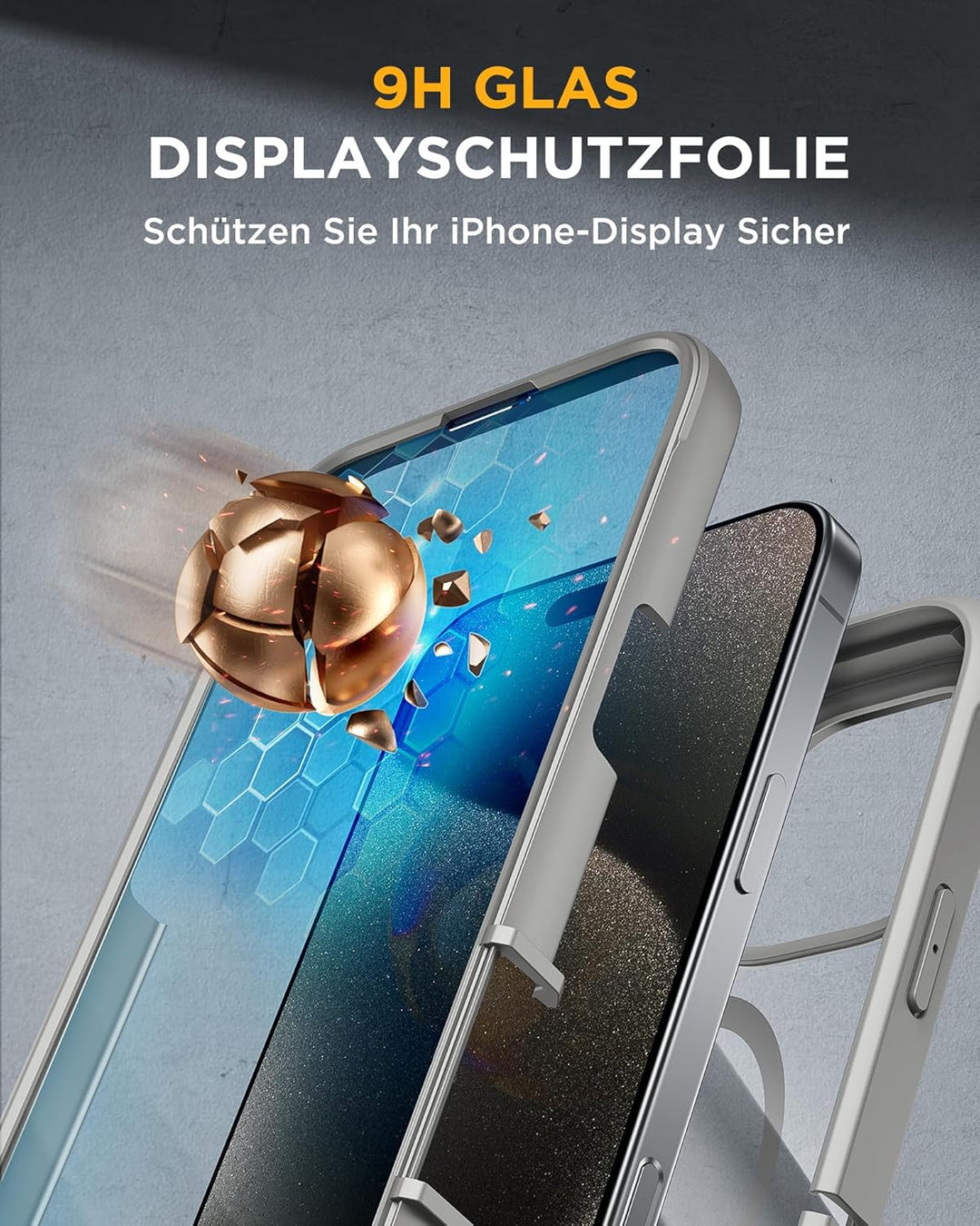 Miracase 360 Grad für iPhone 16 Pro Max Hülle mit Magsafe, Eingebaut Glas Schutzfolie, Komplettschut