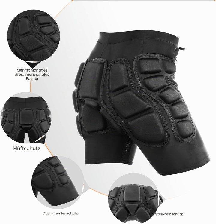 Schützende gepolsterte Shorts, 3D-Schutz, Kurze Hose, Hüftpolster-Kompressionsshorts, Aufprallshorts