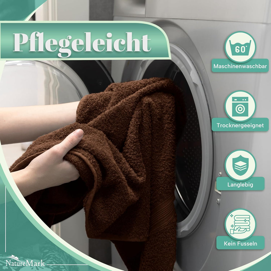 NatureMark 8er Pack Frottier Handtücher 50x100cm, 100% Baumwolle, Schokobraun, 50 x 100 cm, Schokobr