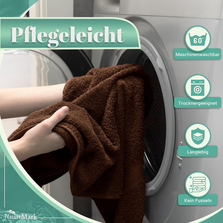 NatureMark 8er Pack Frottier Handtücher 50x100cm, 100% Baumwolle, Schokobraun, 50 x 100 cm, Schokobr