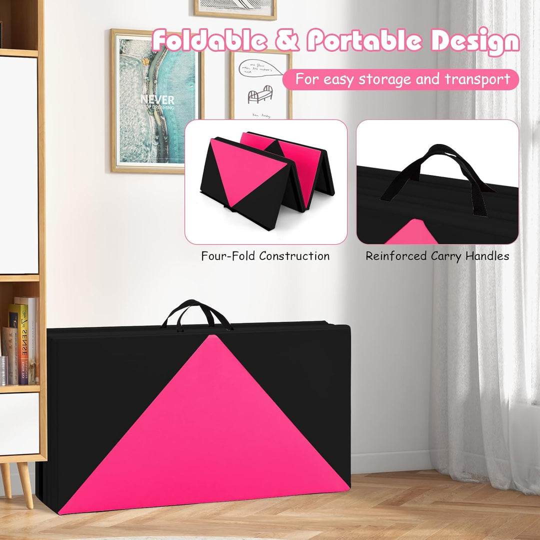 GOPLUS Turnmatte klappbar, 240×117×5cm Weichbodenmatte mit 2 Tragegriffen & Klettverschlüssen, Gymna