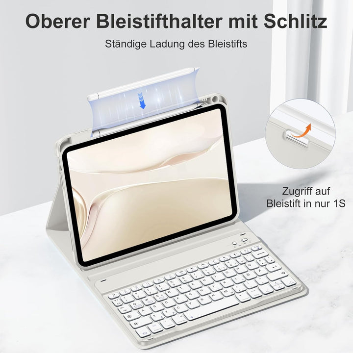 Hülle mit Tastatur für iPad A16 11 Generation 2025/10 Generation 2022(11/10.9 Zoll), Magnetische Ant