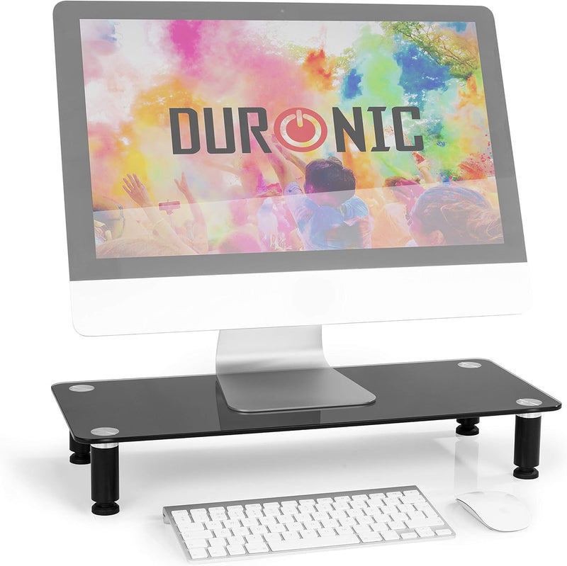 Duronic DM052-2 Monitorständer | 56 x 24 cm schwarze Glasplatte | Bis 20 kg | Ergonomischer Bildschi