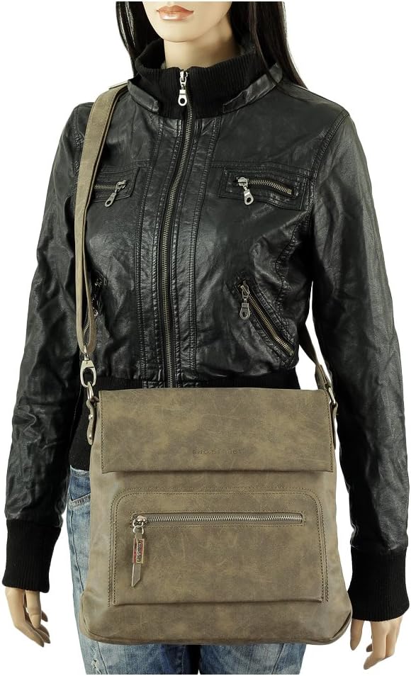 Geschenkset - Handtasche Schultertasche Umhängetasche Wildleder-Imitat Used Look vers. Farben Braun,