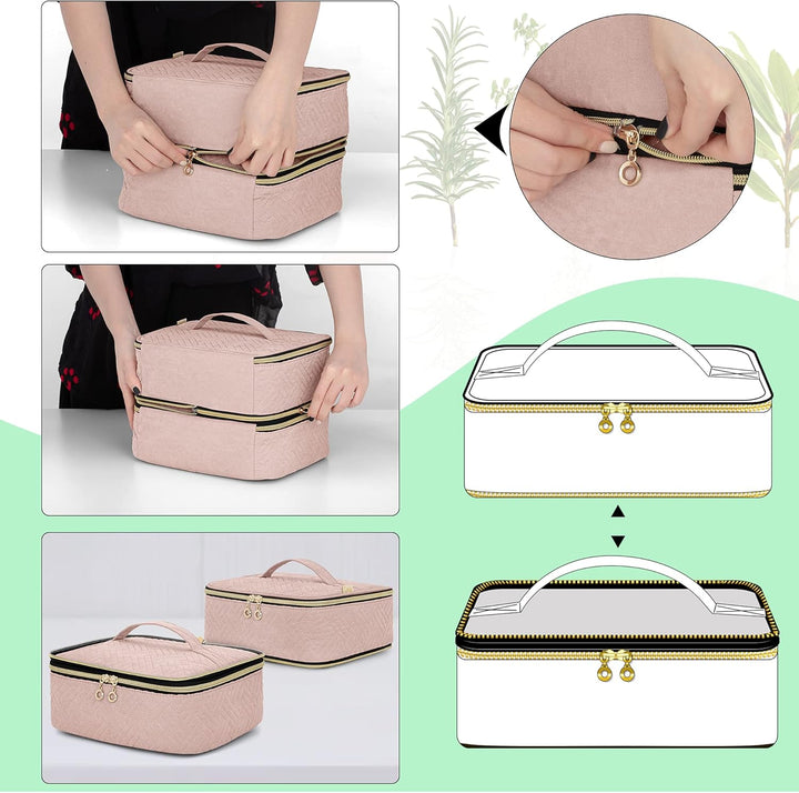 Luxja Ätherische Öl Tasche, Doppelschicht Aufbewahrungstasche für Öle und Zubehör, Öl Tasche für 60