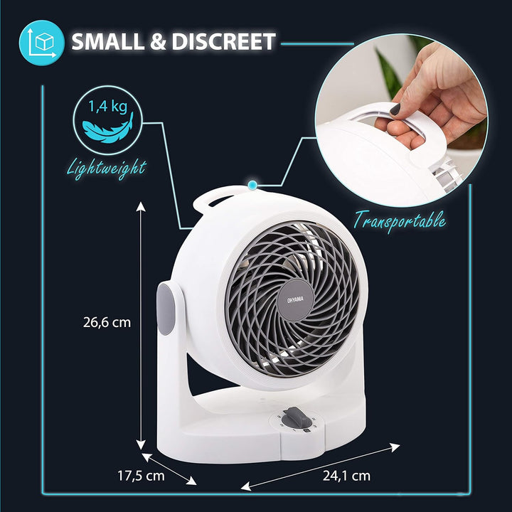 Iris Ohyama Woozoo, Leiser, leistungsstarker & tragbarer Tischventilator, 13m², Reichweite 13m, Vert
