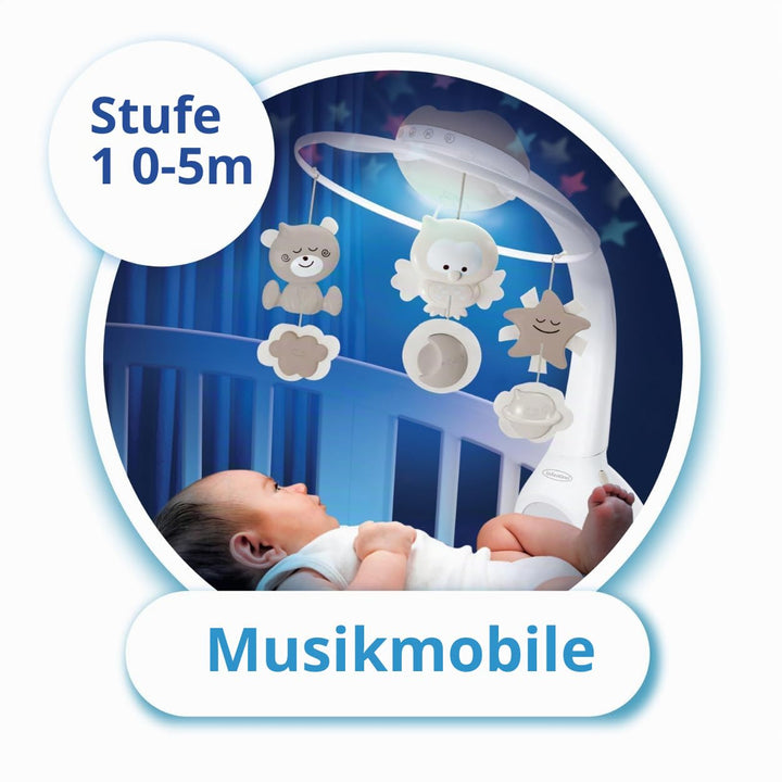 Infantino 3-in-1 Projektor Musik-Mobile, Umwandelbares Mobile, Lichtprojektor für Tisch &amp; Kinderbett