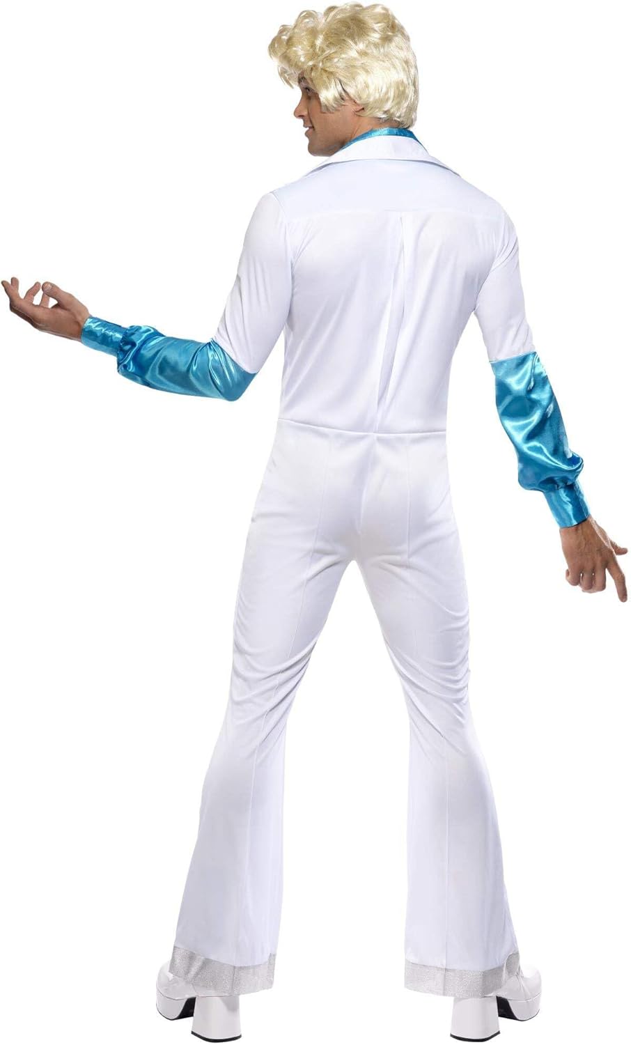 Generique - Disco-Kostüm für Herren Kostüm-Overall Weiss-türkis L