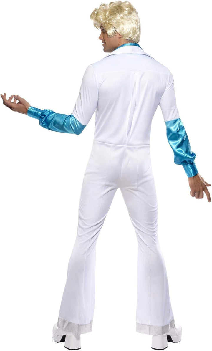 Generique - Disco-Kostüm für Herren Kostüm-Overall Weiss-türkis L