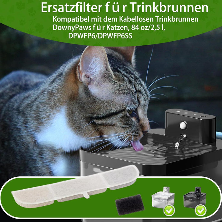 12 Stück Katzenbrunnen Filter für DownyPaws Trinkbrunnen 2,5 L DPWFP6, Filter für Katzenbrunnen Ersa