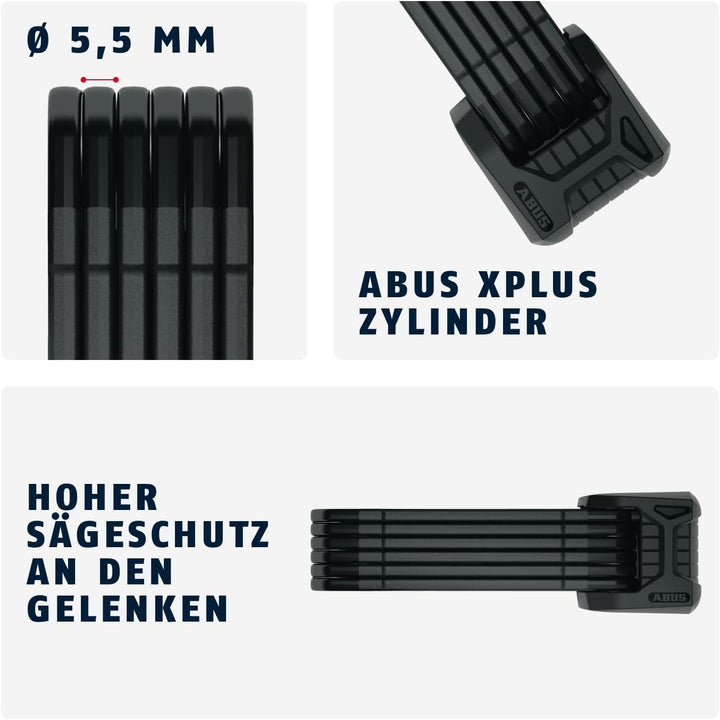 ABUS Faltschloss Bordo Granit XPlus 6500 SH mit Halterung - Fahrradschloss aus gehärtetem Stahl - AB