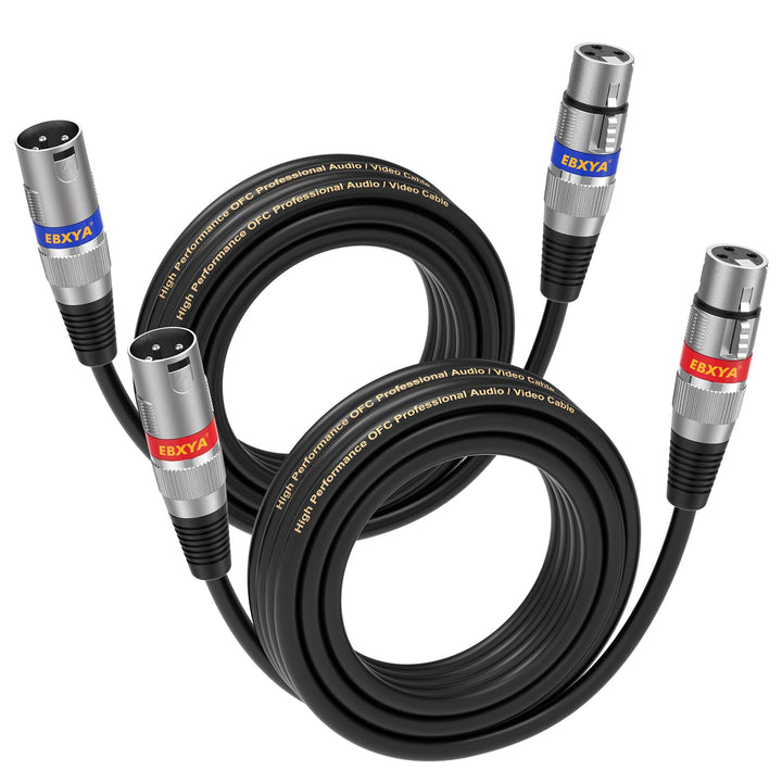 EBXYA Mikrofonkabel 2er-Pack 5m XLR männlich auf weiblich balanced mit blauen & roten Farbringen abg