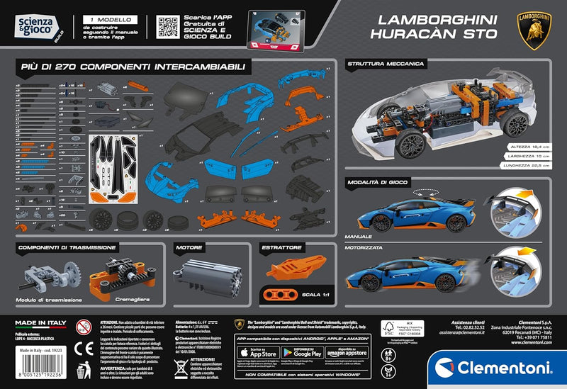 Clementoni - Wissenschaft Build Huracán STO-Set Kinderbau, Modell Lamborghini, Mechanisches Labor, W