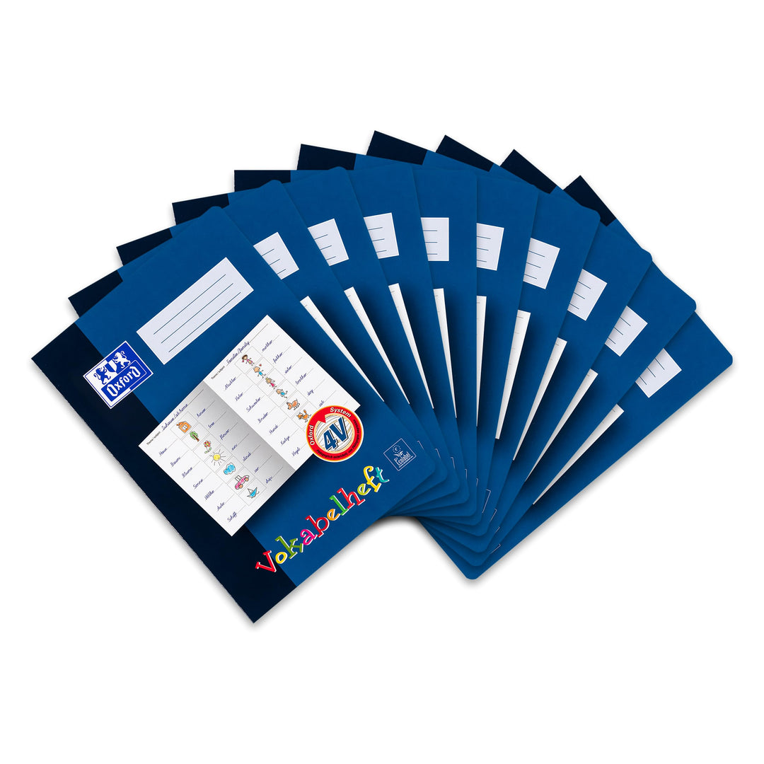 Oxford Vokabelheft mit Lernsystem, A4, 16 Blatt, Lineatur 4V, 10 Stück, Lineatur 4V