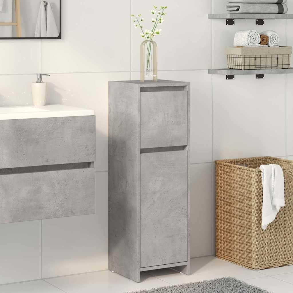 vidaXL Badezimmerschrank Betongrau 30x30x95 cm Holzwerkstoff, Badezimmermöbel, Badschrank, Toiletten