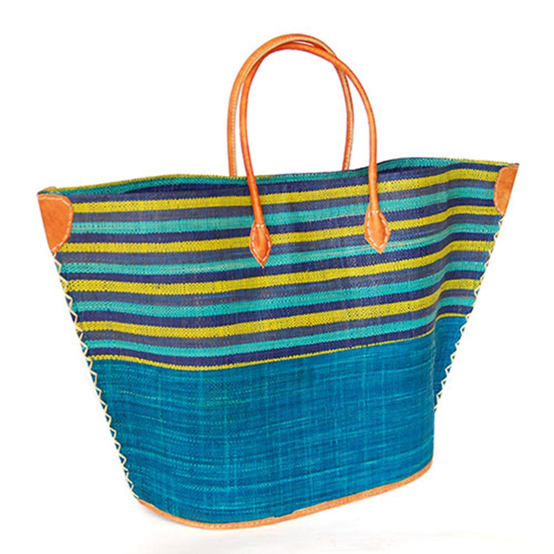 bunte Korbtasche aus Raphia/Bast Strandtasche Shopper Korb Einkaufskorb (IVATO), Ivato
