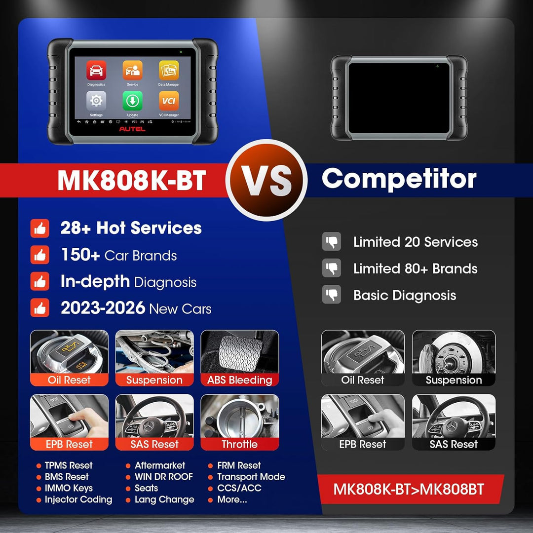 Autel MaxiCOM MK808K-BT OBD2 Diagnosegerät Auto, 2026 Bidirectionnel wie MK900BT MK808BT PRO, BT Ver