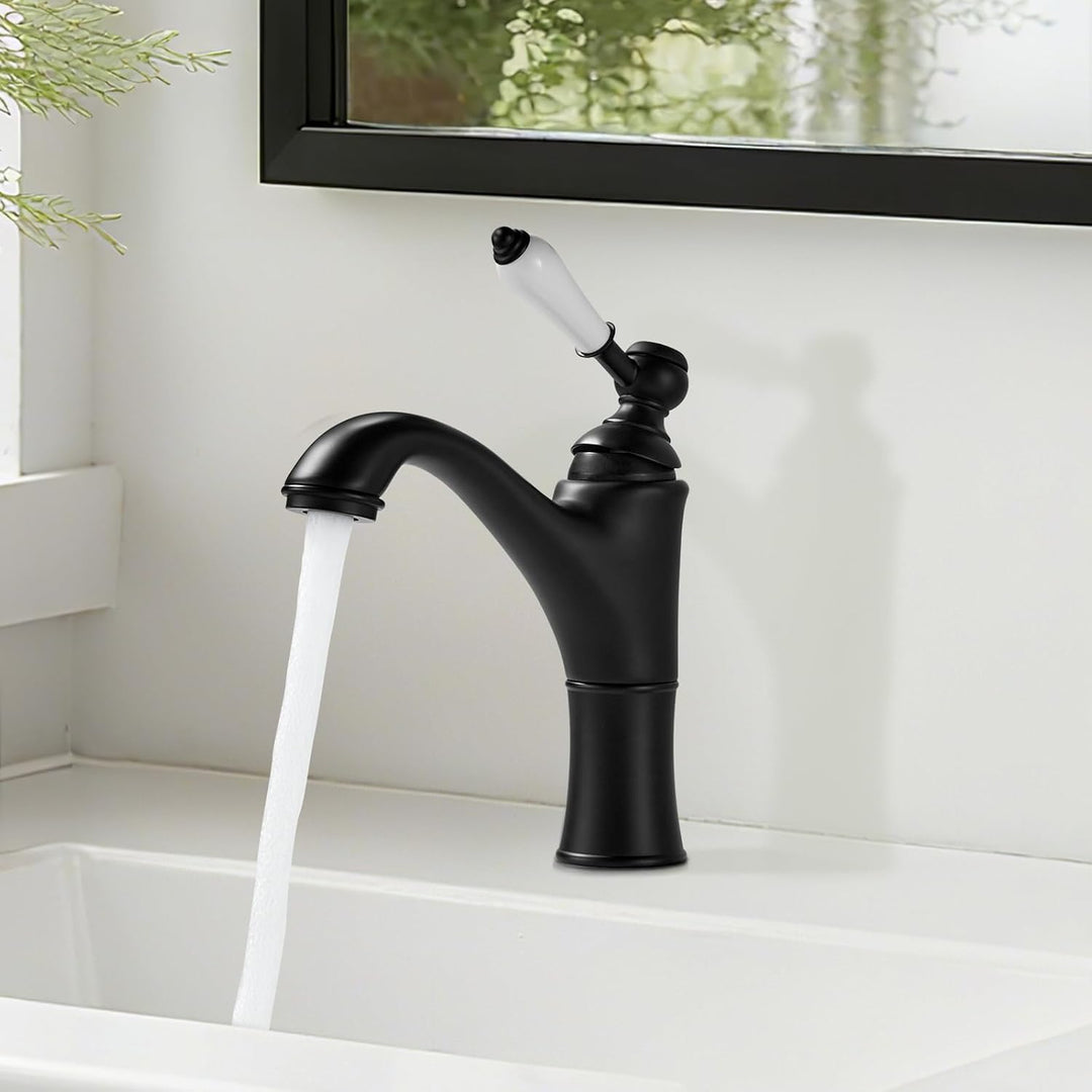 Rehomthy Wasserhahn Bad Schwarz, Waschtischarmatur Mischbatterie Waschbecken Armaturen, Einhebel-Bad