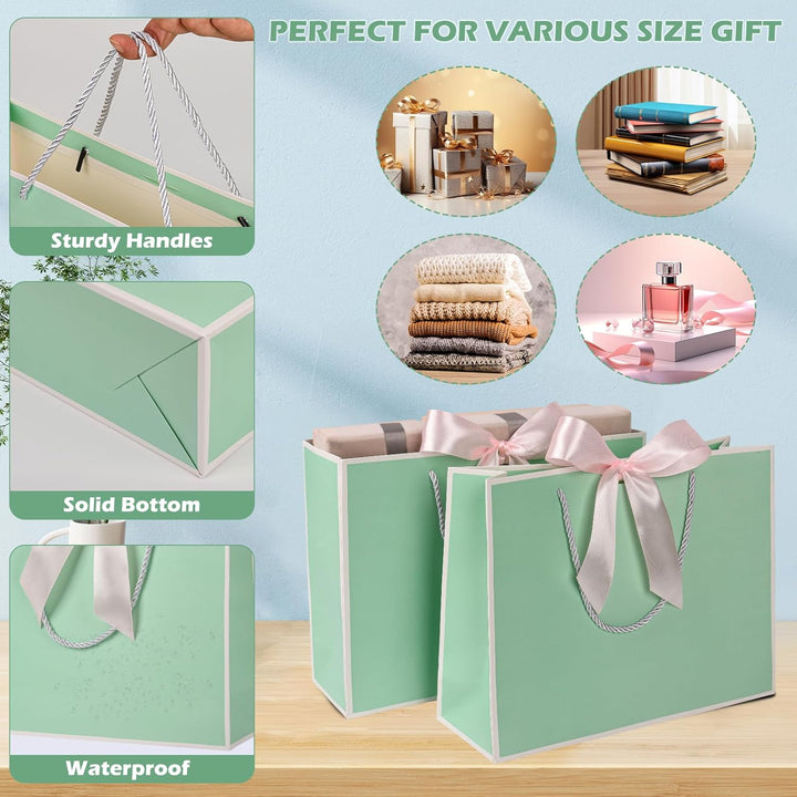Geschenktüte mit Schleife,Geschenktüte Weiss,Geschenktaschen für Geburtstag, Hochzeit, Festivalfeier