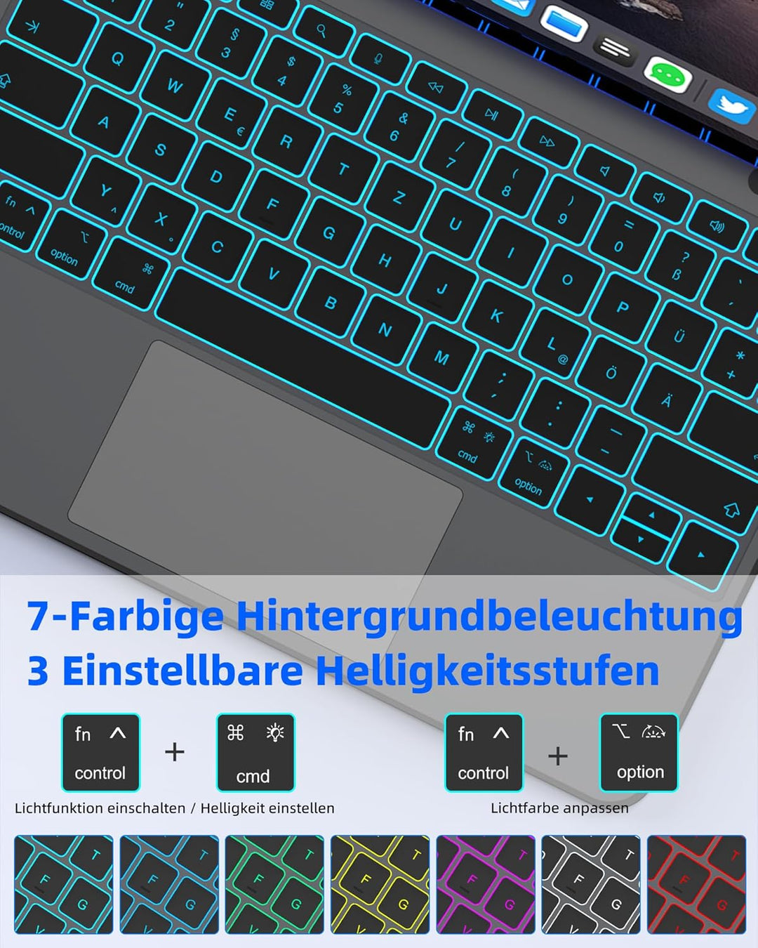 Bettdow für iPad Air 13 Zoll M3 2025/M2 2024/iPad Pro 12.9" 2018-2022 Tastatur Hülle, Leichte Alumin
