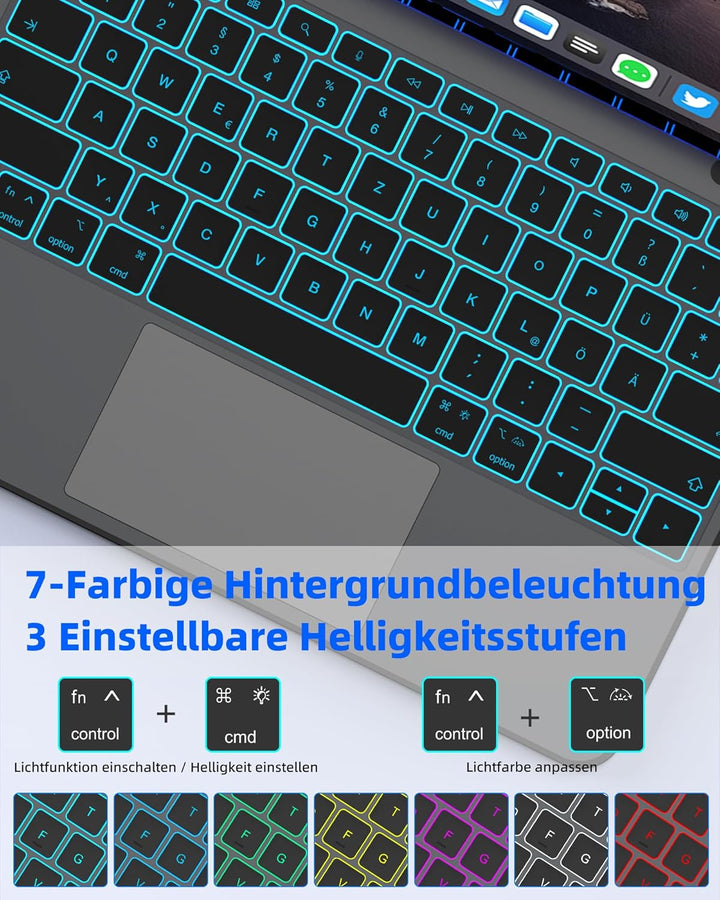 Bettdow für iPad Air 13 Zoll M3 2025/M2 2024/iPad Pro 12.9" 2018-2022 Tastatur Hülle, Leichte Alumin