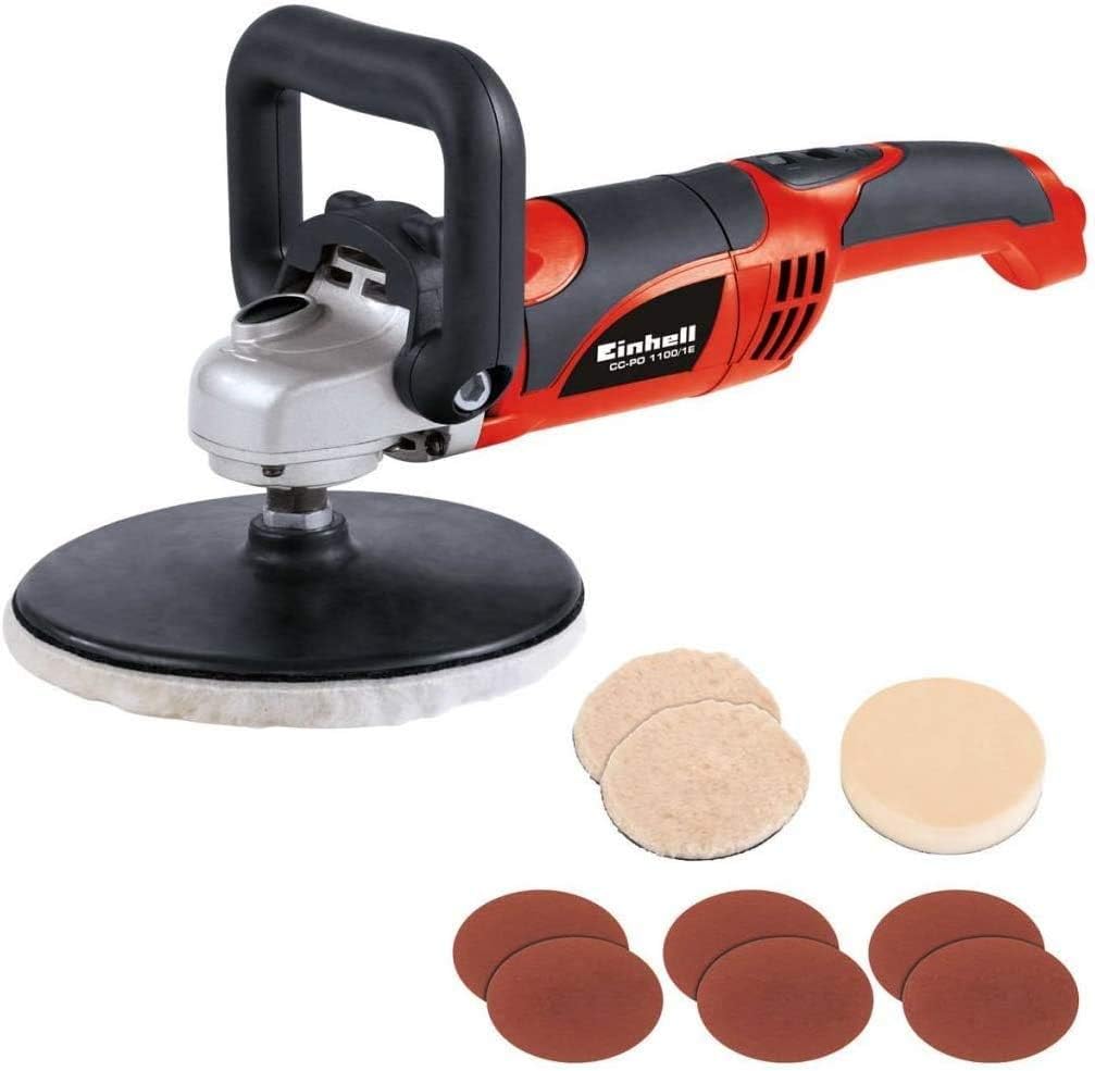 Einhell 2093264 Winkelpolierer CC-PO 1100/1 E (1.100 W, 1.000-3.500 min-1 Drehzahl, 180mm Scheiben-ø